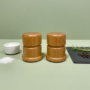 Vintage Mid Century Modern Genuine Thai Teak Salt & Pepper Shakers - 3" Set